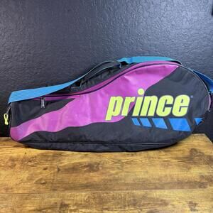 Vintage Prince y2k 90s Tennis Racket Bag Pink Black Blue Shoulder Strap Case